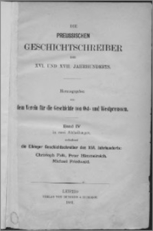 Christoph Falks Elbingisch-Preussische Chronik : Lobspruch der Stadt Elbing und Fragmente