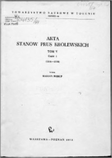 Akta Stanów Prus Królewskich. T. 5 cz. 1, (1506-1508)