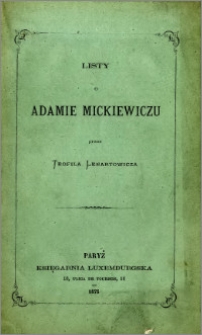 Listy o Adamie Mickiewiczu