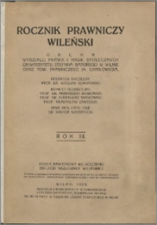 Rocznik Prawniczy Wileński 1929, R. 3