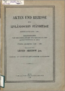 Akten und Rezesse der livländischen Ständetage. Bd. 1, (1304-1459). Lfg. 5, (1450-1454)