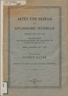 Akten und Rezesse der livländischen Ständetage. Bd. 2, (1460-1494). Lfg. 1, (1460-1467)