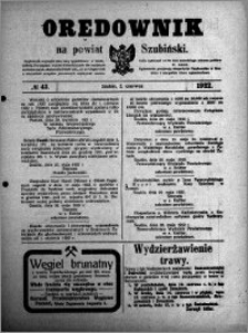 Orędownik na powiat Szubiński 1922.06.02 R.3 nr 43