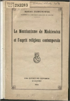 Le messianisme de Mickiewicz et l'esprit religieux contemporain