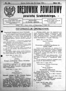 Orędownik Powiatowy powiatu Szubińskiego 1930.02.19 R.11 nr 15
