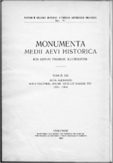 Acta Alexandri Regis Poloniae, Magni Ducis Lithuaniae etc. (1501-1506)