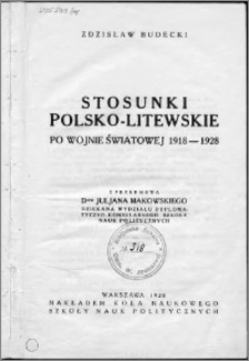 Stosunki polsko-litewskie po wojnie światowej 1918-1928