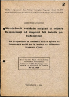 Niezależność rozkładu natężeń w widmie fluorescencji od długości fali światła pobudzającego