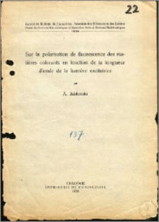 O zależności polaryzacji fluorescencji barwników od długości fali światła wzbudzającego