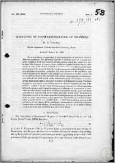 Quenching of Photoluminescence of Solutions