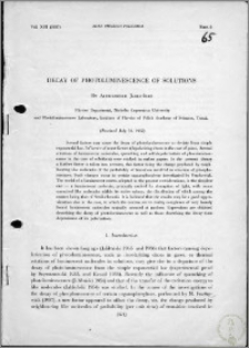 Decay of Photoluminescence of Solutions