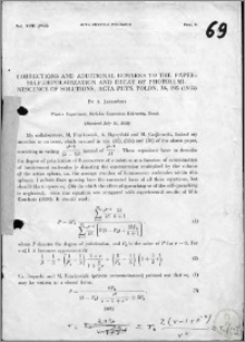 Corrections and additional remarks to the paper: Selfdepolarization and decay of photoluminescence of solutions