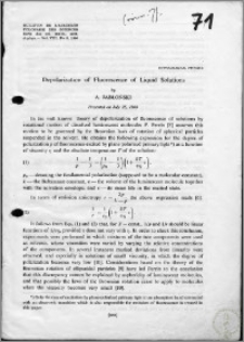 Depolarization of Fluorescence of Liquid Solutions