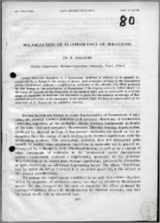 Polarization of Fluorescence of Solutions