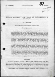 Emission Anisotropy and Decay of Fluorescence of Solutions