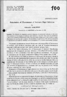 Polarization of Fluorescence of Isotropic Rigid Solutions