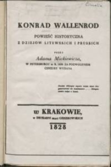 Konrad Wallenrod : powieść historyczna z dziejów litewskich i pruskich