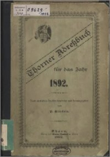 Thorner Adress-Buch für das Jahr 1892