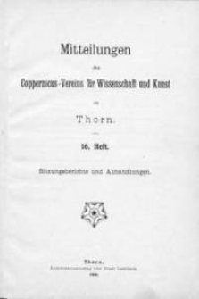 Mitteilungen des Coppernicus-Vereins für Wissenschaft und Kunst zu Thorn. H. 16.