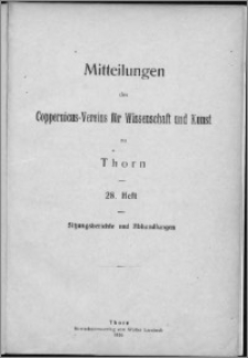 Mitteilungen des Coppernicus-Vereins für Wissenschaft und Kunst zu Thorn. H 28.