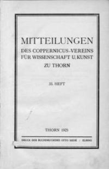 Mitteilungen des Coppernicus-Vereins für Wissenschaft und Kunst zu Thorn. H. 33.