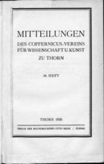 Mitteilungen des Coppernicus-Vereins für Wissenschaft und Kunst zu Thorn. H. 34.