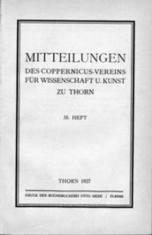 Mitteilungen des Coppernicus-Vereins für Wissenschaft und Kunst zu Thorn. H. 35.