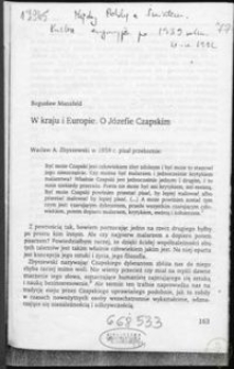 W kraju i Europie : o Józefie Czapskim