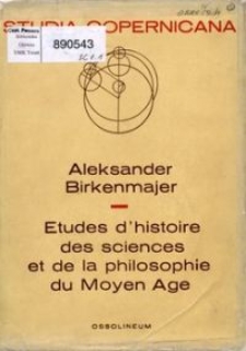 Études d'histoire des sciences et de la philosophie du Moyen Âge