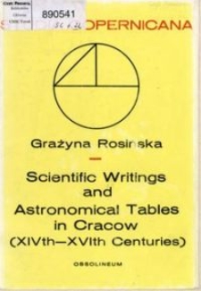 Scientific writings and astronomical tables in Cracow : a census of manuscript sources (XIVth-XVth centuries)
