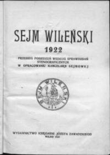 Sejm Wileński 1922 : przebieg posiedzeń według sprawozdań stenograficznych w opracowaniu kancelarji sejmowej