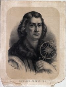 Portret Mikołaja Kopernika z układem heliocentrycznym