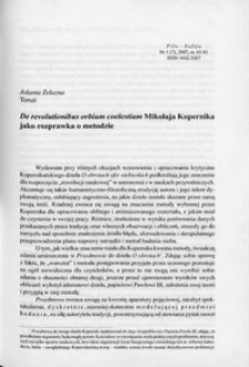 "De revolutionibus orbium coelestium" Mikołaja Kopernika jako rozprawka o metodzie