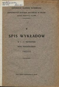 Spis Wykładów w 1 i 2 trymestrze roku akademickiego 1922-1923, 5