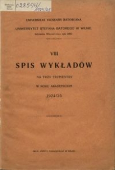 Spis Wykładów na Trzy Trymestry w Roku Akademickim 1924-1925, 8