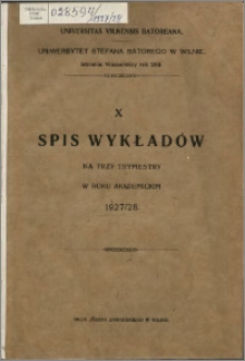 Spis Wykładów na Trzy Trymestry w Roku Akademickim 1927-1928, 10