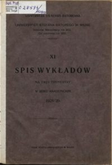 Spis Wykładów na Trzy Trymestry w Roku Akademickim 1928-1929, 11