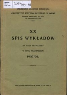 Spis Wykładów na Trzy Trymestry w Roku Akademickim 1937-1938, 20