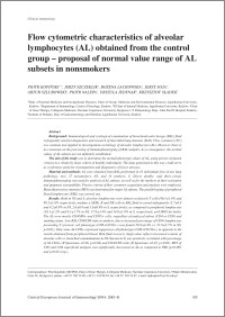 Flow cytometric characteristics of veolar lympohocytes (AL) obtained from the control group - proposal of normal value range of AL substets in nonsmokers