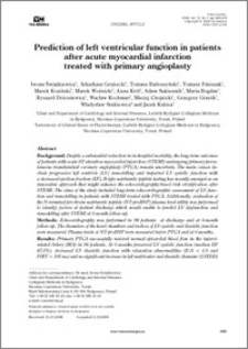 Prediction of left ventricular function in patients after acute myocardial infarction treated with primary angioplasty