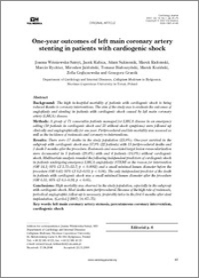 One-yera outcomes of left main coronary artery stenting in patients with cardiogenic shock