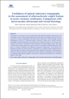 Usefulness of optical coherence tomography the assessment of atherosclerotic culprit lesions in acute coronary syndromes. Comparison with intravascular ultrasound and virtual histology
