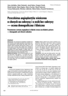 Przezskórna angioplastyka wieńcowa u chorychna cukrzycę i u osób bez cukrzycy - ocena demograficzna i kliniczna