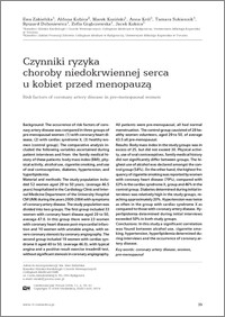 Czynniki ryzyka choroby niedokrwiennej serca u kobiet przed menopauzą