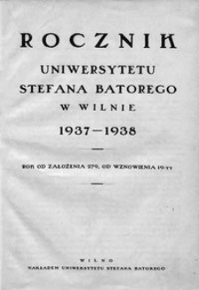 Rocznik Uniwersytetu Stefana Batorego w Wilnie 1937-1938