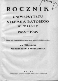 Rocznik Uniwersytetu Stefana Batorego w Wilnie 1938-1939