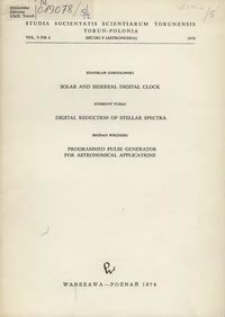 Studia Societatis Scientiarum Torunensis. Sectio F, Astronomia Vol. 5 nr 4 (1974)