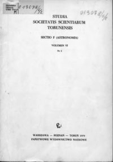 Studia Societatis Scientiarum Torunensis. Sectio F, Astronomia Vol. 6 nr 2 (1979)
