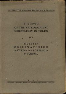 Bulletin of the Astronomical Observatory in Toruń, nr 3