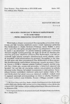Szlachta i patrycjat w Prusach Królewskich w XV-XVIII wieku - próba określenia wzajemnych relacji